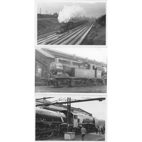 388 - Railway. Ex LMS/BR Steam. A fine collection of approx.100, black and white, postcard size prints of ... 