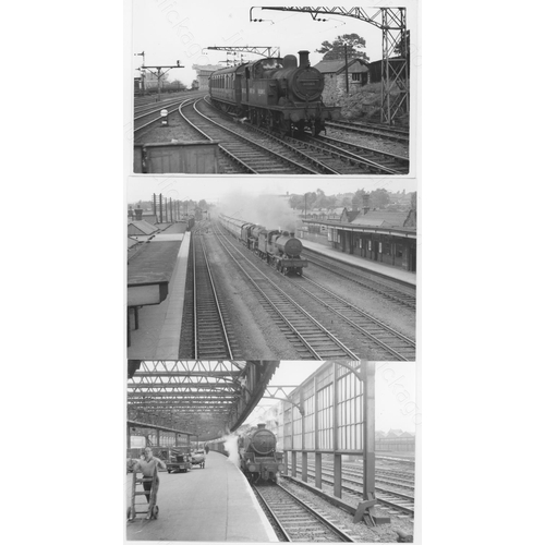 389 - Railway. Ex LMS/BR Steam. A good collection of approx.100, black and white, postcard size prints of ... 