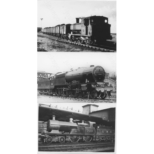 389 - Railway. Ex LMS/BR Steam. A good collection of approx.100, black and white, postcard size prints of ... 