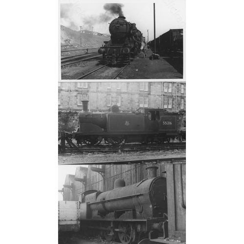 389 - Railway. Ex LMS/BR Steam. A good collection of approx.100, black and white, postcard size prints of ... 