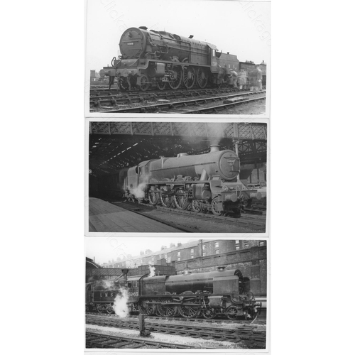 389 - Railway. Ex LMS/BR Steam. A good collection of approx.100, black and white, postcard size prints of ... 