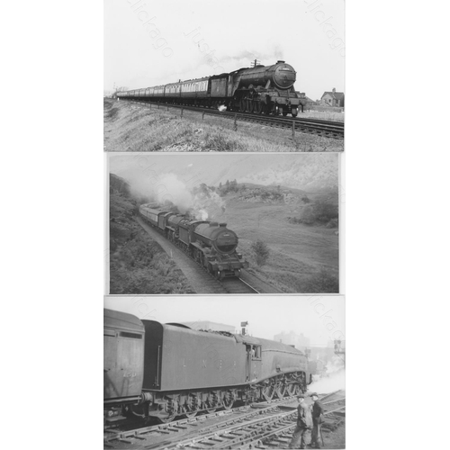 392 - Railway. Ex LNER/BR Steam. A good collection of approx. 100, black and white, postcard size prints o... 