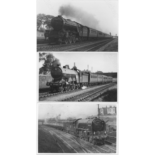 393 - Railway. Ex LNER/BR Steam. A good collection of approx. 100, black and white, postcard size prints o... 