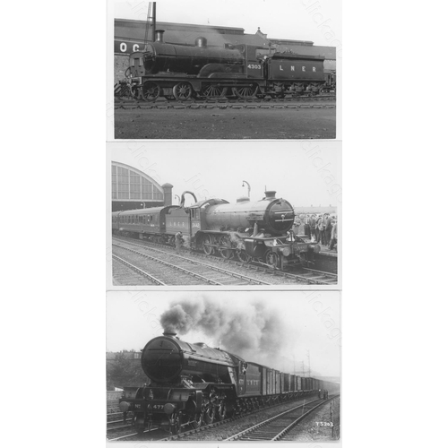 393 - Railway. Ex LNER/BR Steam. A good collection of approx. 100, black and white, postcard size prints o... 