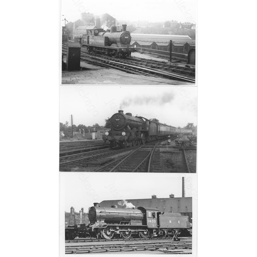 393 - Railway. Ex LNER/BR Steam. A good collection of approx. 100, black and white, postcard size prints o... 