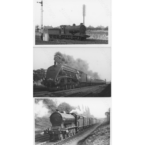 393 - Railway. Ex LNER/BR Steam. A good collection of approx. 100, black and white, postcard size prints o... 