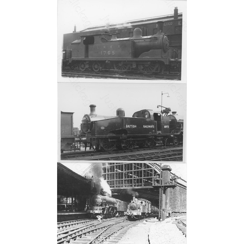 394 - Railway. Ex LNER/BR Steam. A good collection of 100+, black and white, postcard and smaller size pri... 