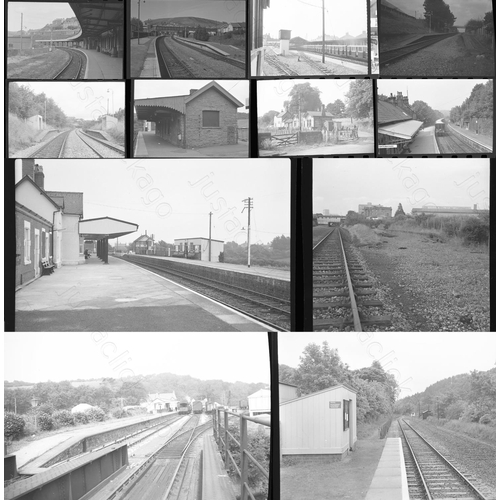 6 - Railway. Infrastructure, a selection of stations. Approx. 140 x 35mm and medium format, individual, ... 