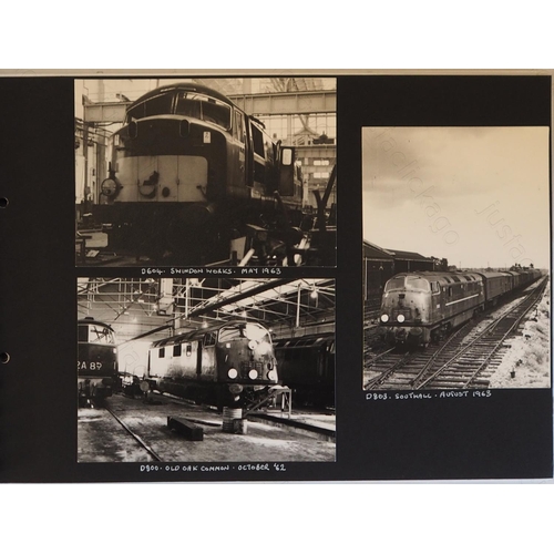 73 - Railway. A fine album of approx. 110, good quality black and white prints (13cm x 10cm) made up as a...