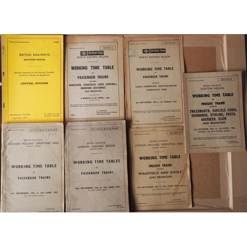 184 - Railway. Paper Railwayana. Six B.R. Working Timetables and one Sectional Appendix.
1. B.R. London Mi... 