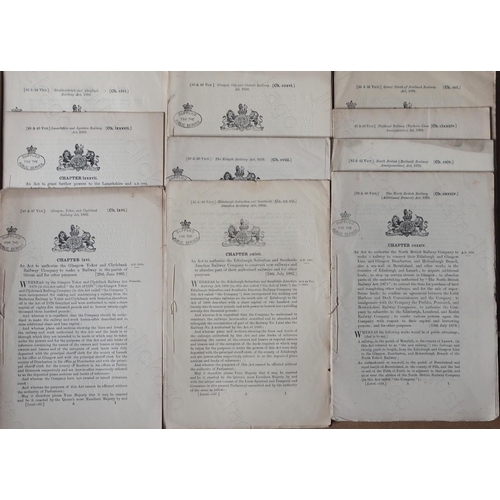 185 - Railway. Paper Railwayana. An interesting lot of extracts from Goverment Acts of Parliament for the ... 