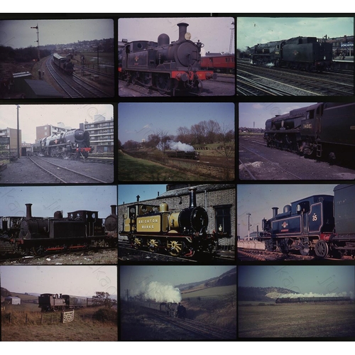 285 - Railway. BR Steam. A small collection of 48 x 35mm, mostly original, colour slides, featuring BR (SR... 