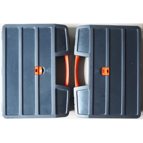 51 - Two excellent plastic storage cases with handles and locking mechanism. The cases will hold several ... 