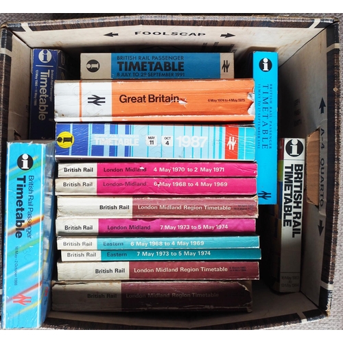 542 - Railway. A box of British Railways Passenger Timetables.
Fifteen in total all shown in the photograp... 