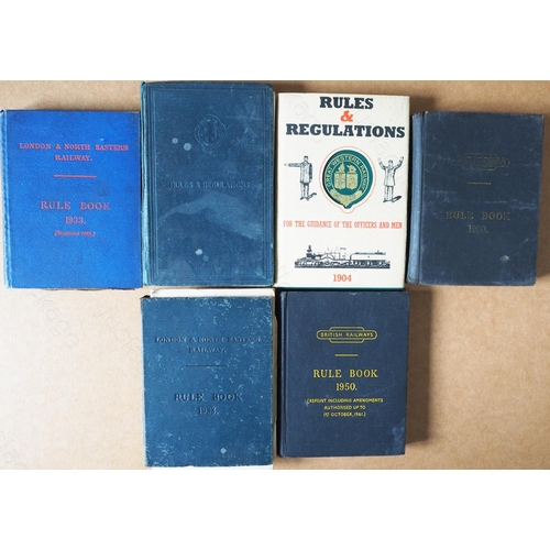 543 - Railway. Paper Railwayana. A selection of 6 Rule Books including a rare G.C.R.
1. B.R. 1950.
2. B.R.... 