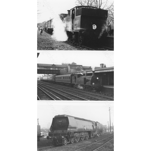 193 - Railway. B.R. Steam. A good collection of approx. 150, black and white, postcard size prints. The pr... 