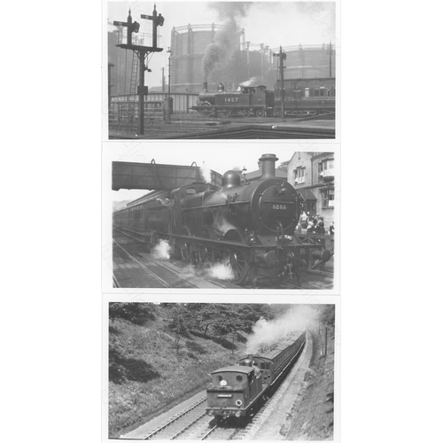 195 - Railway. Pre Grouping Types. A good collection of approx. 170, black and white, postcard size prints... 