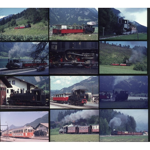 214 - Railway. Austria. A small collection of approx. 51 x 35mm, original, colour slides featuring steam t... 