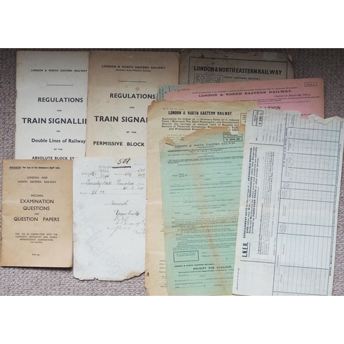 337 - Railway. Paper Railwayana. A photo album with 55 items of 