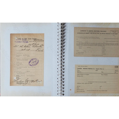 337 - Railway. Paper Railwayana. A photo album with 55 items of 