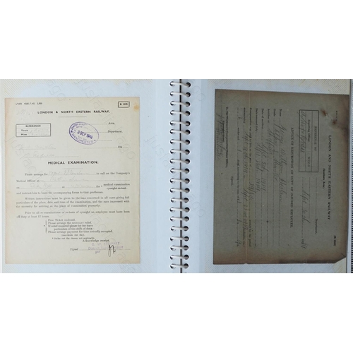 337 - Railway. Paper Railwayana. A photo album with 55 items of 