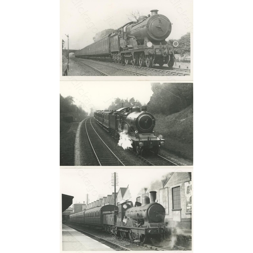 47 - Railway. B.R. Steam. An album of black and white, postcard size prints. There are approx. 95 prints,...