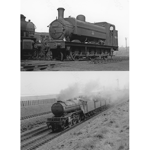 2 - Railway. BR Steam. An assortment of approx. 100 black and white, 7