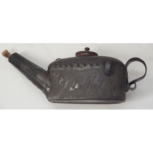 266 - Railway. Railwayana Hardware. An L.M.S. enginemans oil lamp complete with wick. The lamp is engraved... 