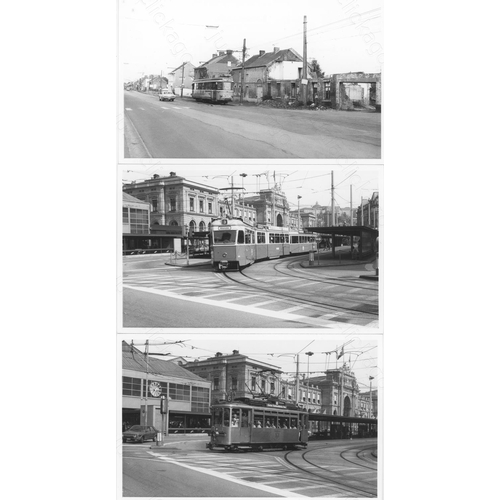 57 - Trams. World Trams. A collection of approx. 140, black and white, postcard size prints. The majority...