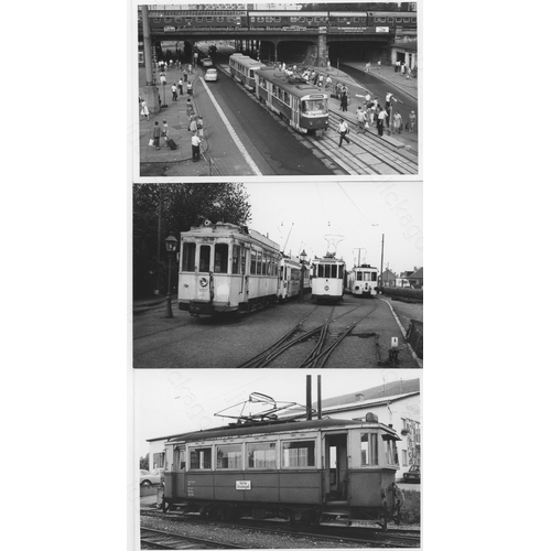 57 - Trams. World Trams. A collection of approx. 140, black and white, postcard size prints. The majority...