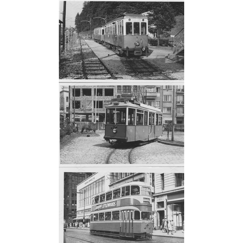 57 - Trams. World Trams. A collection of approx. 140, black and white, postcard size prints. The majority...