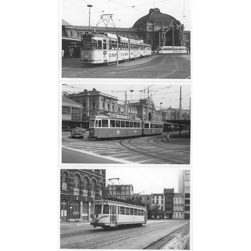 57 - Trams. World Trams. A collection of approx. 140, black and white, postcard size prints. The majority...