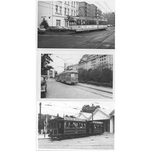 57 - Trams. World Trams. A collection of approx. 140, black and white, postcard size prints. The majority...