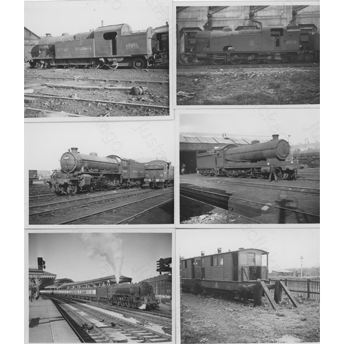 61 - Railway. B.R. Steam. A collection of approx. 150 black and white prints in postcard and smaller size...