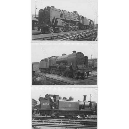 64 - Railway. B.R. Steam. A collection of approx. 90 black and white, postcard size prints. The prints co...