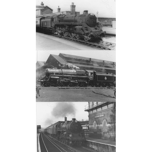 85 - Railway. B.R. Steam. A box of Approx. 500, black and white, postcard size prints. The prints feature... 