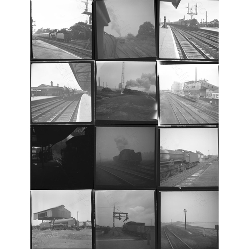 195 - Railway. BR Steam. A box  of approx. 200, POOR quality , individual, black and white negatives in as... 