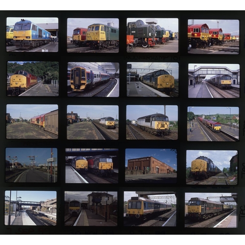 555 - Railway. Modern Traction. A slipcase slide album with approx. 435 x 35mm, colour slides, on mixed fi... 