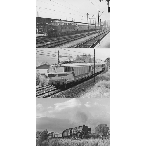 557 - Railway. Overseas Traction. Approx. 100, black and white and colour postcard size prints. The digita... 