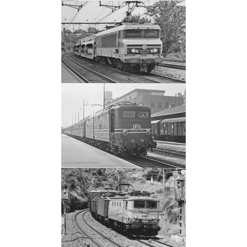 557 - Railway. Overseas Traction. Approx. 100, black and white and colour postcard size prints. The digita... 