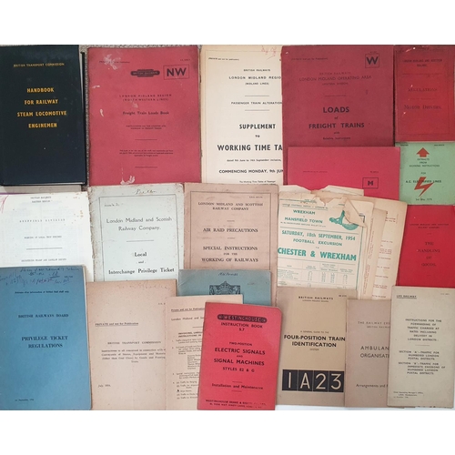 588 - Railway. Paper Railwayana. A collection of approx. 30 items L.M.R. and B.R. paperwork/booklets. Incl... 