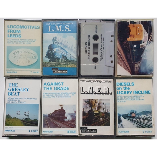 76 - Railway. A selection of 8 commercial cassette recordings of steam and diesel locomotives. 
1. Agains... 