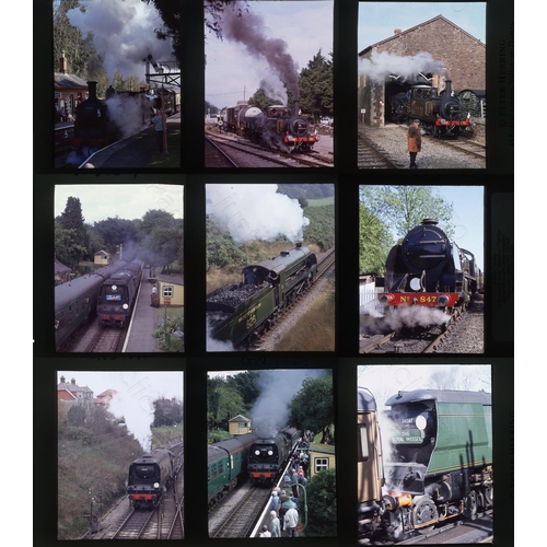 134 - Railway. Heritage Steam. A collection of approx.  242 medium format, colour slides in card mounts. T... 