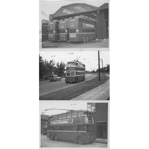 261 - UK Trolley Buses, Trams and Buses. A good assortment of approx. 185, black and white prints with a f... 