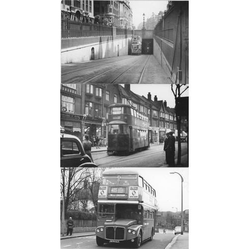 261 - UK Trolley Buses, Trams and Buses. A good assortment of approx. 185, black and white prints with a f... 