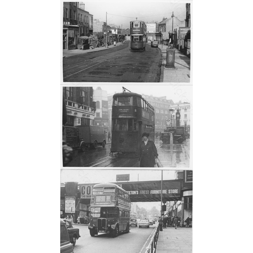 261 - UK Trolley Buses, Trams and Buses. A good assortment of approx. 185, black and white prints with a f... 