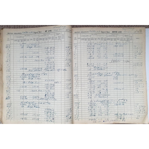 315 - Railway. Paper Railwayana. A signal box register from Ashton-in-Makerfield (Wigan), a former St Hele... 