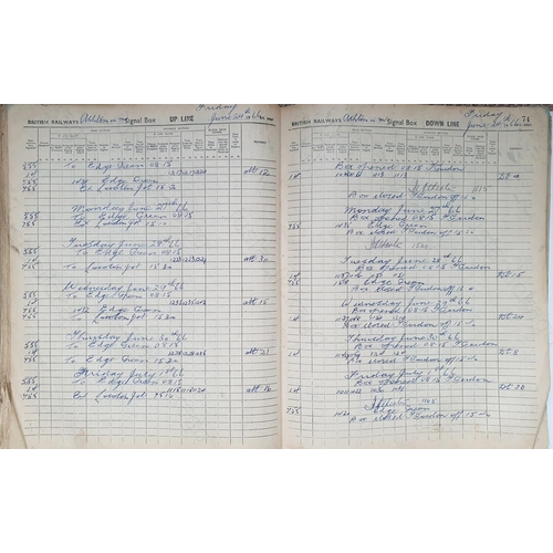 315 - Railway. Paper Railwayana. A signal box register from Ashton-in-Makerfield (Wigan), a former St Hele... 