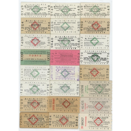 493 - Railway. Platform Tickets. A collection of approx. 100, BR platform tickets, with some closed statio... 