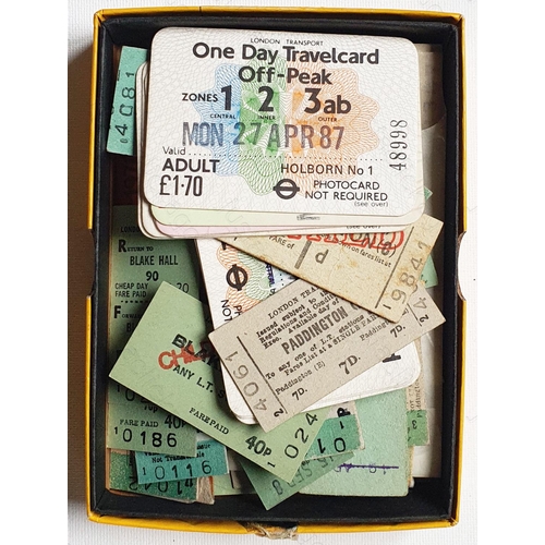 496 - Railway. Tickets. A small box of approx. 100+ London Transport tickets, mostly card. The selection i... 